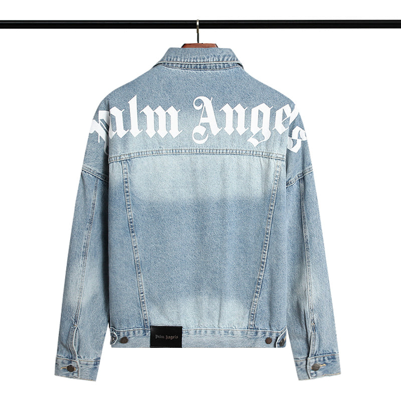 Palm Angels Logo Over Denim Jacket 'Blue/White'