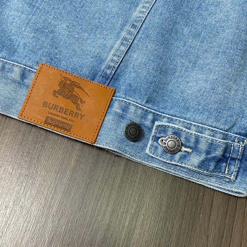 Supreme Burberry Denim Trucker Jacket Washed Blue