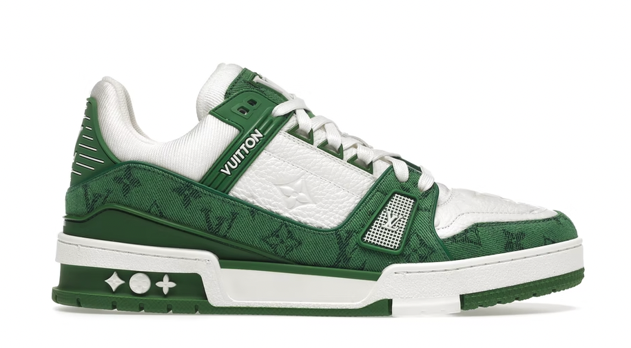 Louis Vuitton Trainer Green Monogram Denim White