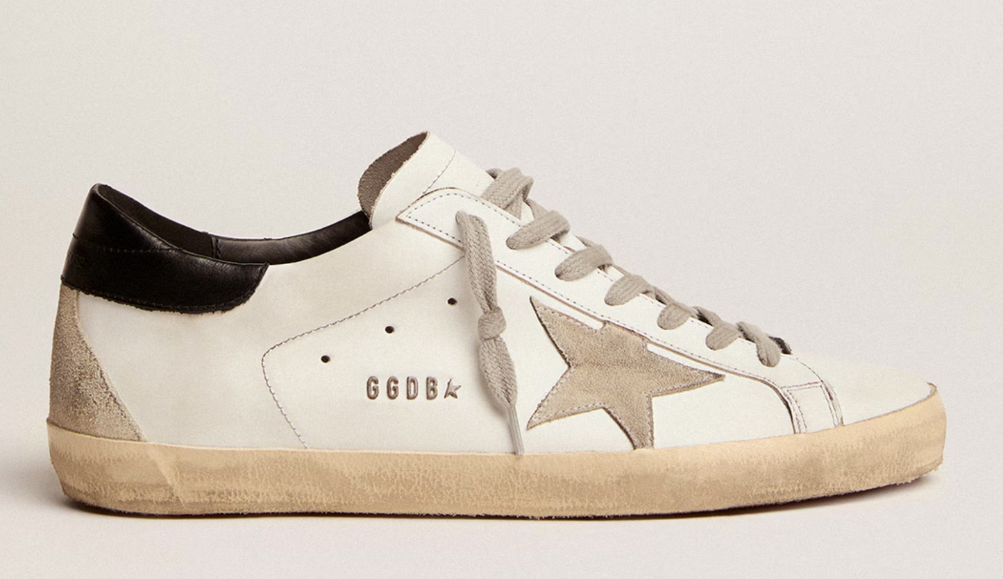 Golden Goose Super-Star with black heel tab and metal stud lettering