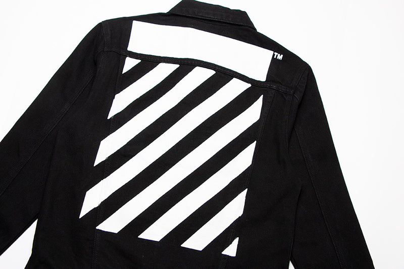 Off-White Diag Stripe Denim Jacket Black