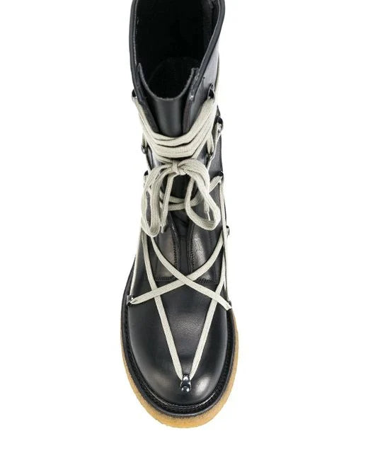 Rick Owens Black Lace Up Creeper Boots