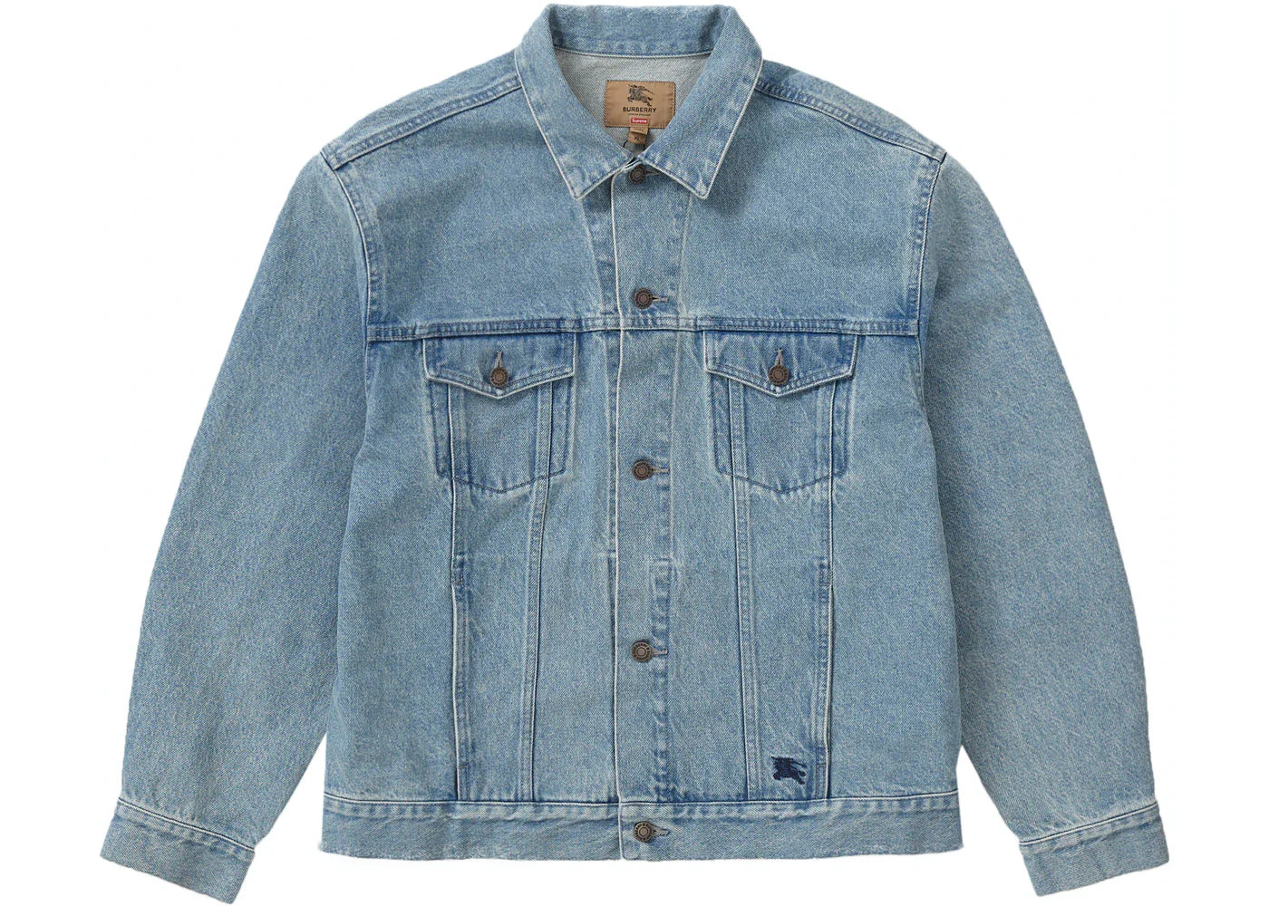 Supreme Burberry Denim Trucker Jacket Washed Blue