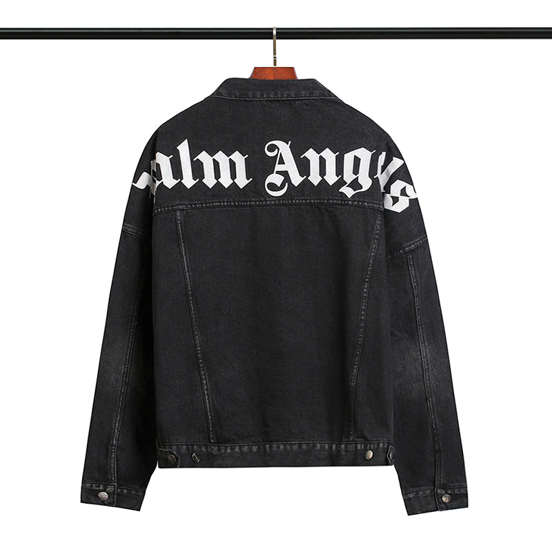 Palm Angels Washed Denim Trucker Jacket 'Grey'