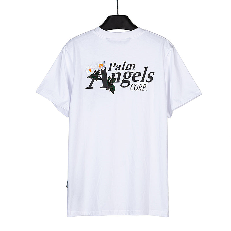 Palm Angels Floral Embroidery Logo-print T-shirt