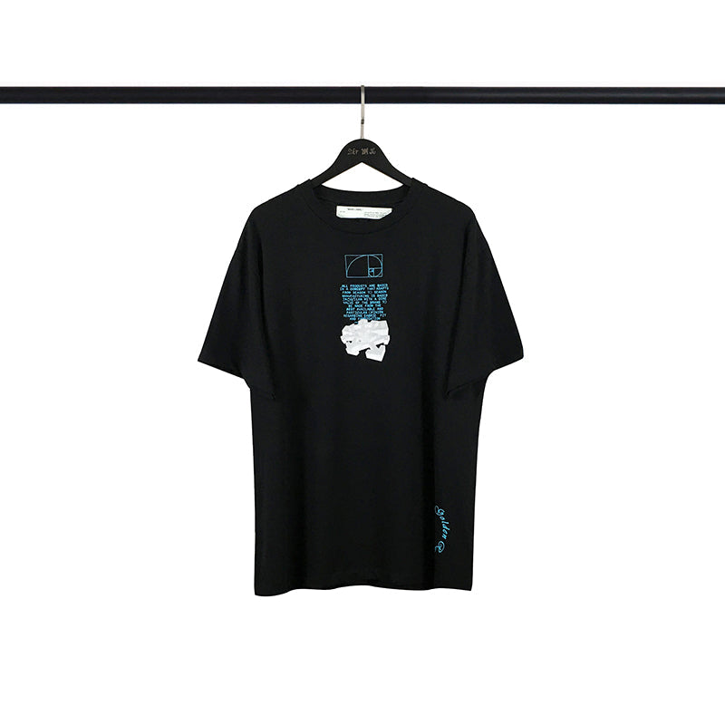 OFF WHITE 20SS Golden Ratio Arrow Graffiti T shirt Black