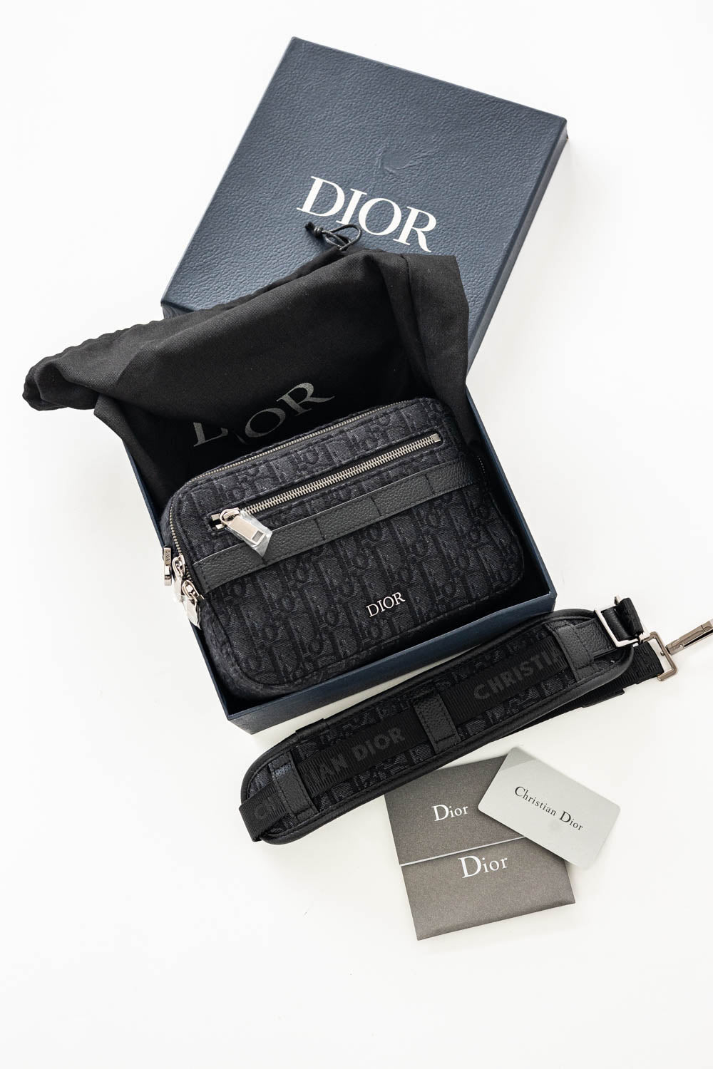 Dior Safari Bag with Strap Black Dior Oblique Jacquard