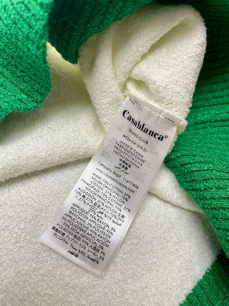 CASABLANCA Colour Blocking Boucle Polo Shirt White/Green