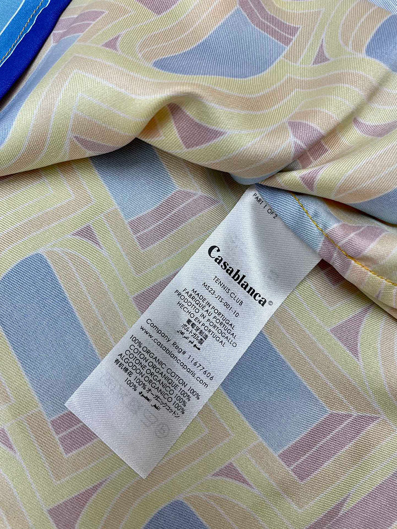 CASABLANCA L'Arche De Nuit Cuban Collar Silk Shirt Yellow