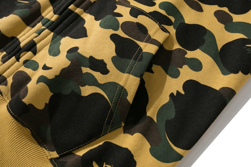 BAPE 1st Camo Shark Full Zip Double Hoodie Yellow