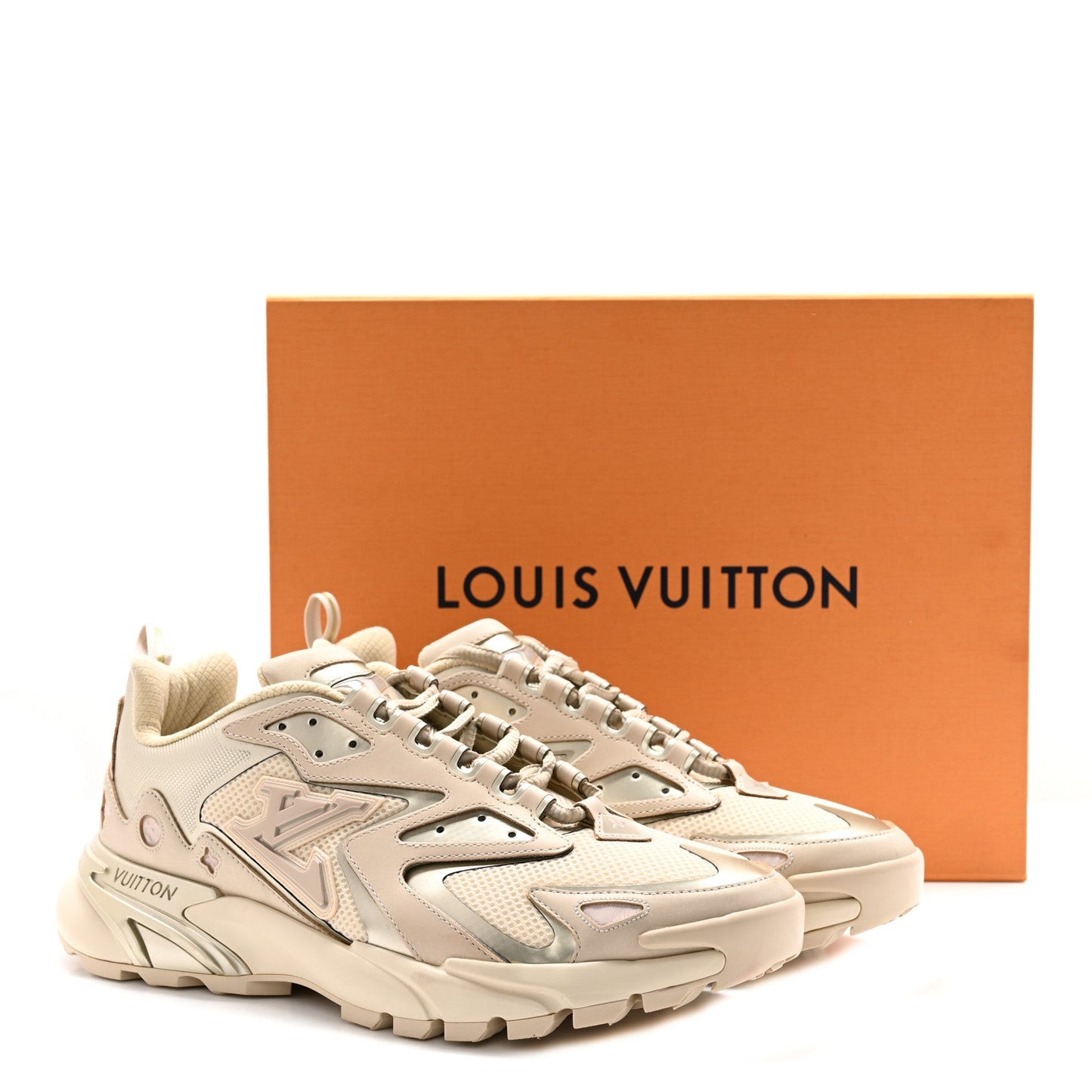 Louis Vuitton Metallic Canvas Mesh Mens LV Runner Tatic Beige