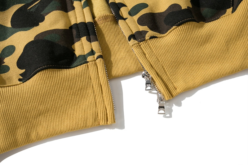 BAPE 1st Camo Shark Full Zip Double Hoodie Yellow