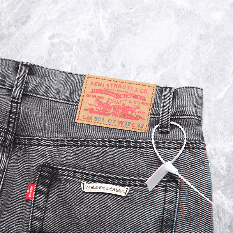 Chrome Hearts Pink and Leopard Cross Patch Jeans