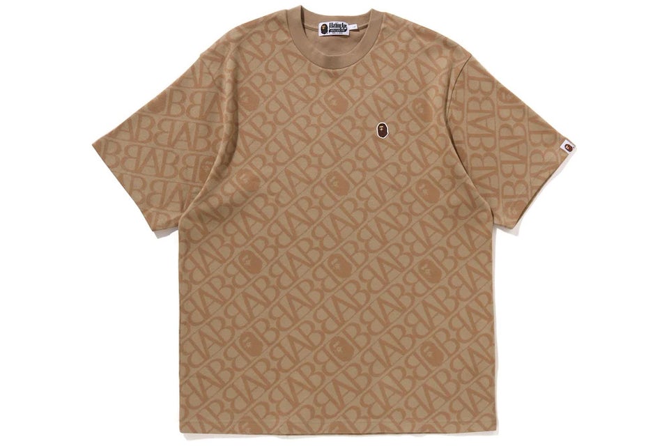 BAPE Sport Monogram Ape Head One Point Tee Beige