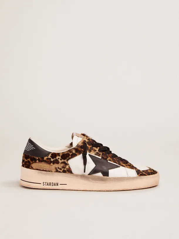 Golden Goose Stardan Leopard-print pony skin and black star