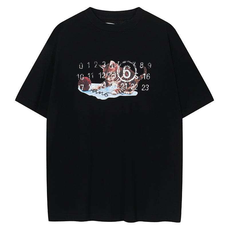 Maison Margiela MM6 Kitten Number Logo T-shirt Black