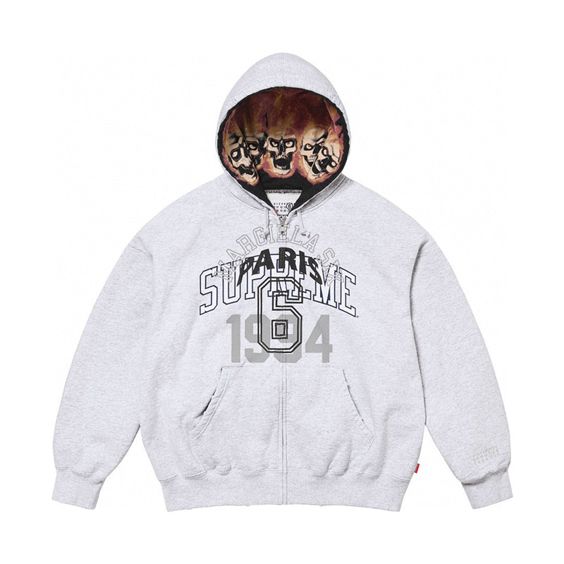 Supreme MM6 Maison Margiela Zip Up Hooded Sweatshirt Ash Grey