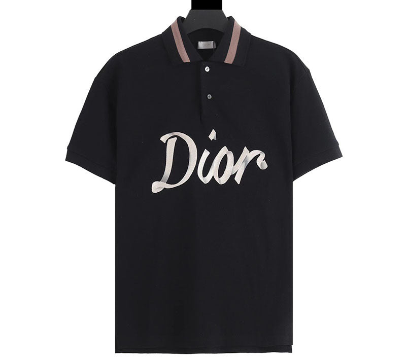 DIOR Men 2022 Graphic Print Polo Black shirt