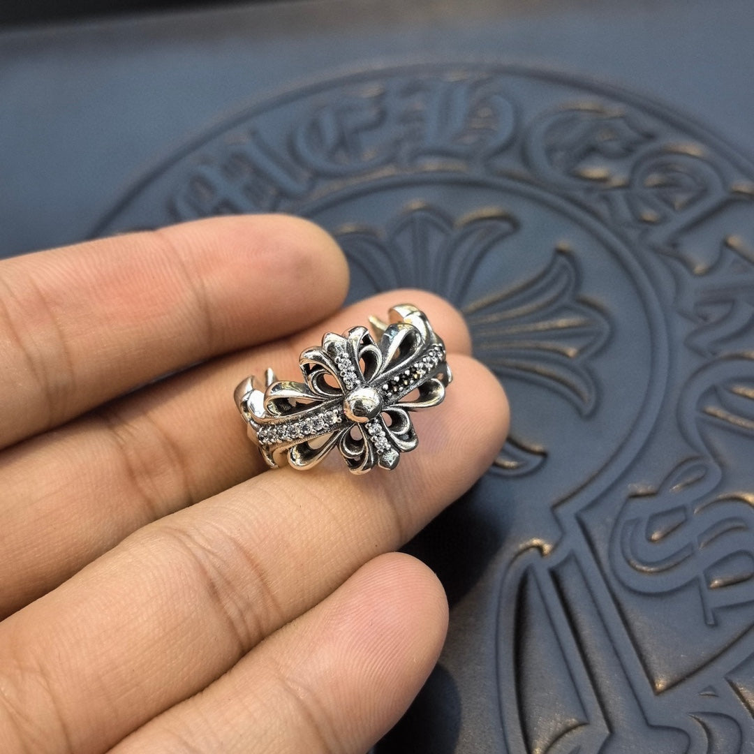 Chrome Hearts - Silver Clear Stones Crystal Ring