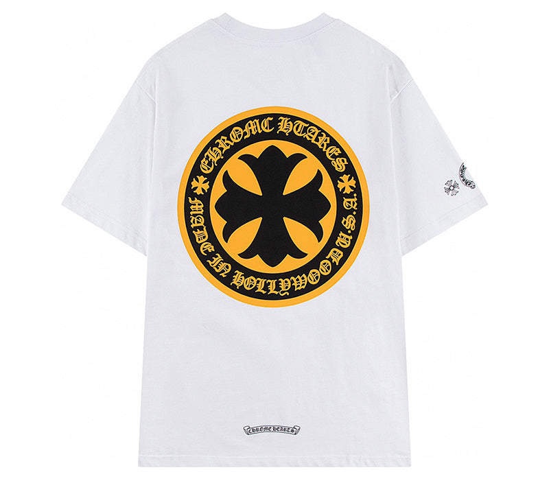 Chrome Hearts - Plus Cross Shield Logo Yellow T Shirt White