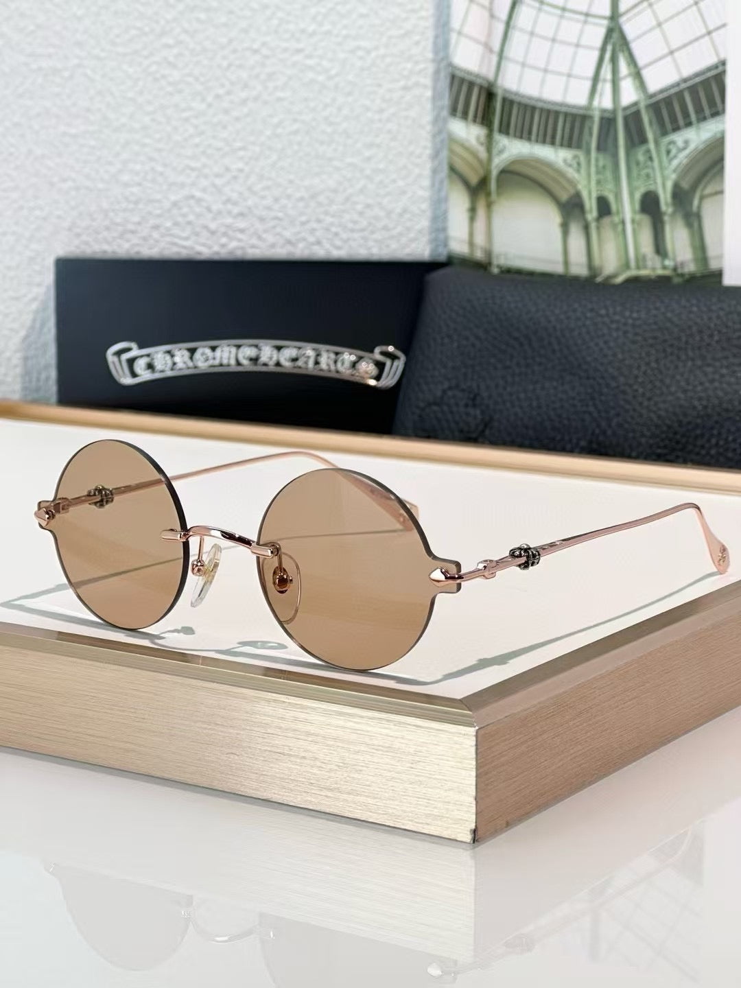 Chrome Hearts Round Sunglasses Caramell