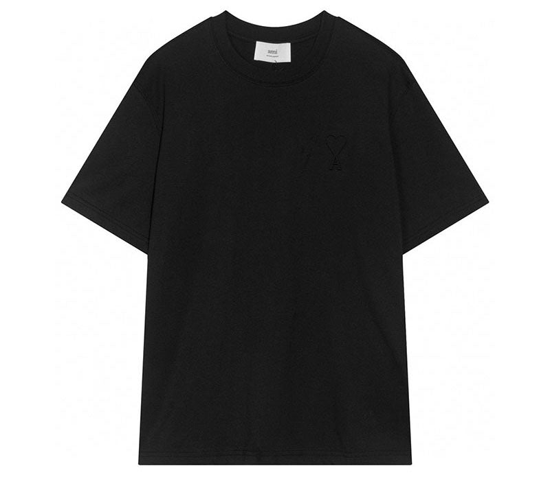 AMI Paris logo-patch Cotton T-shirt Black