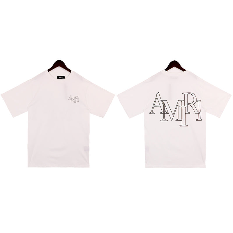 AMIRI Staggered Logo Tee Frosty White