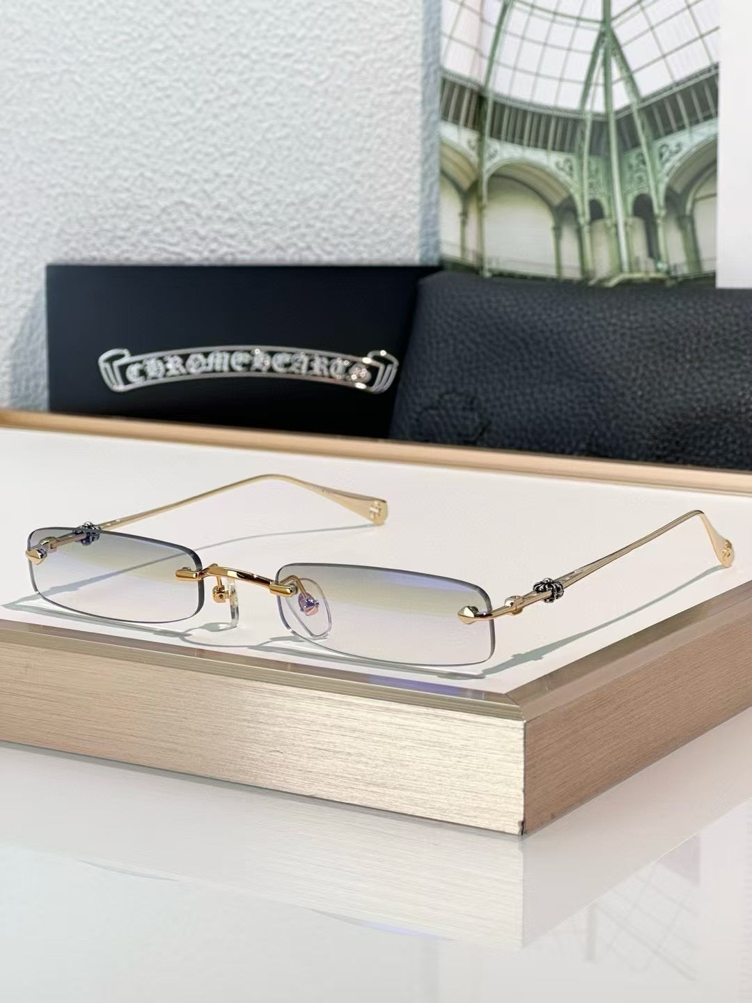 Chrome Hearts Rectangle Rimless Sunglasses Grey