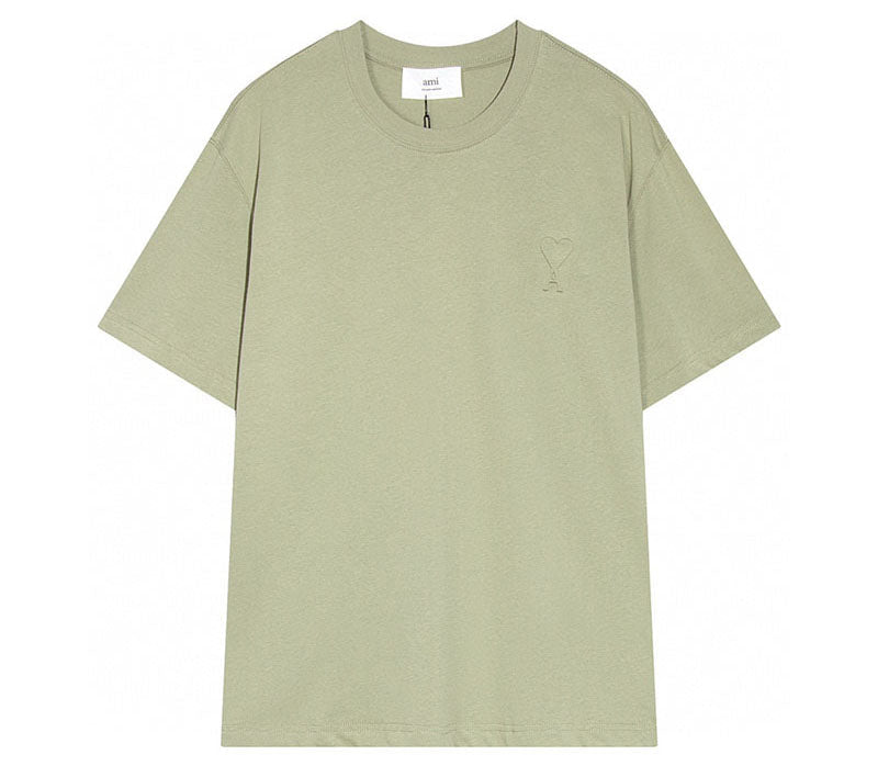 AMI Paris logo-patch Cotton T-shirt Olive