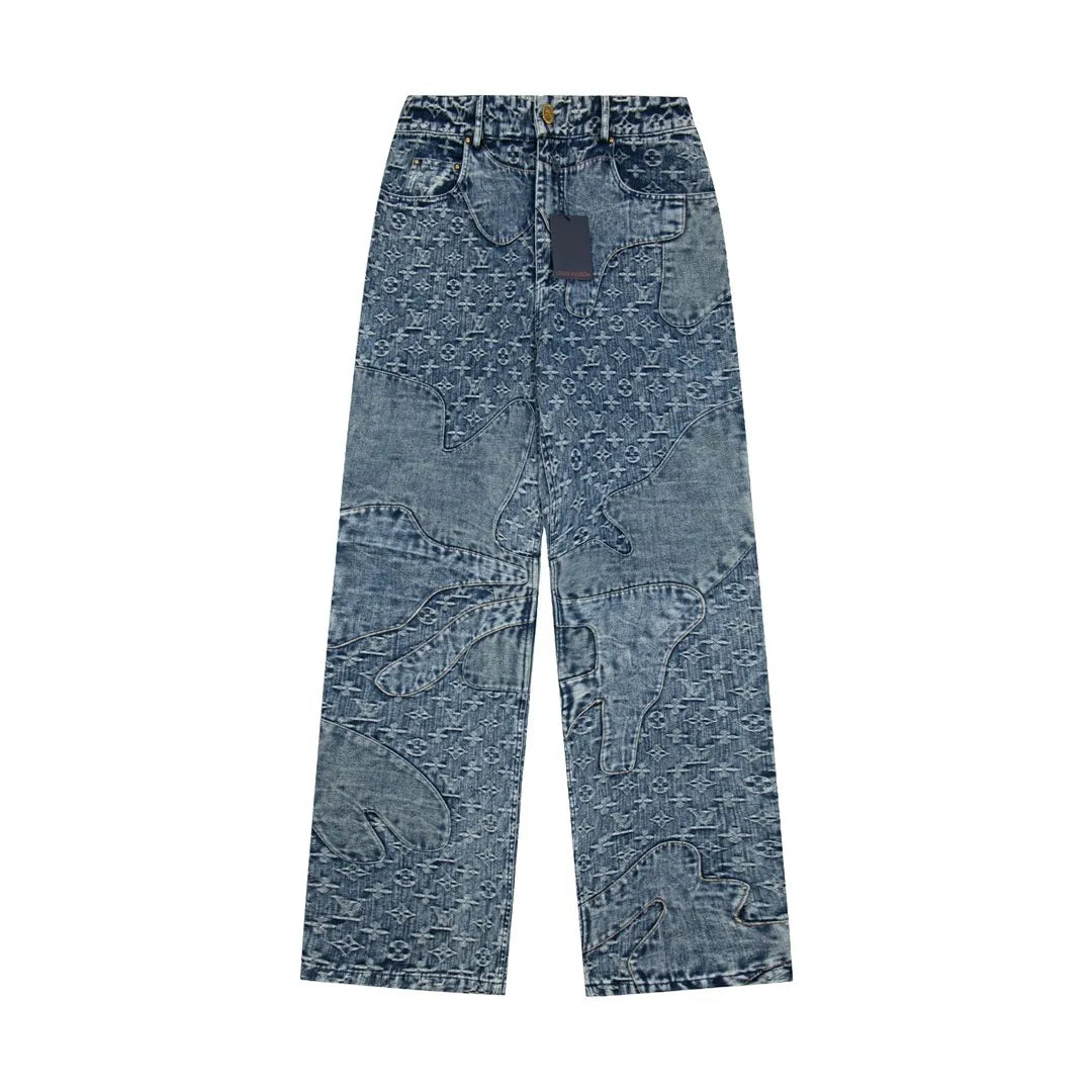 Louis Vuitton patchwork print design denim trousers 12.19