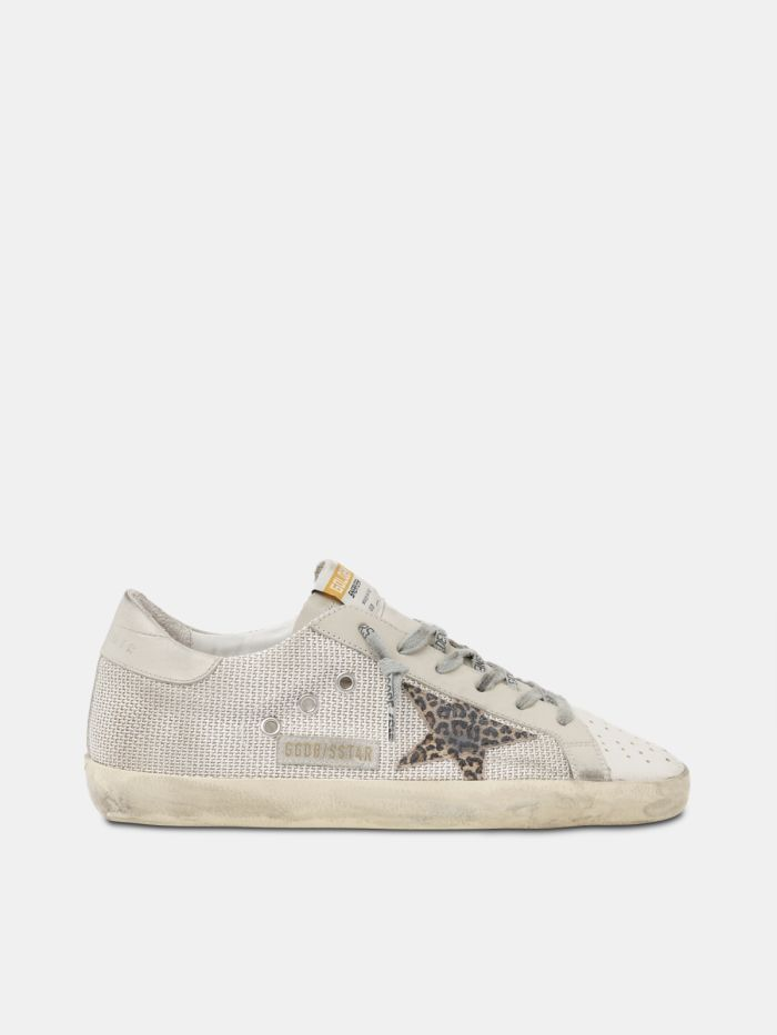 Golden Goose Super-Star mesh with leopard-print star
