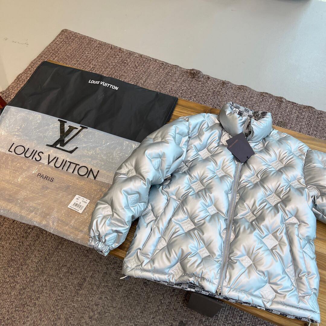 Louis Vuitton Metallic Monogram Flowers Reversible Puffer Jacket