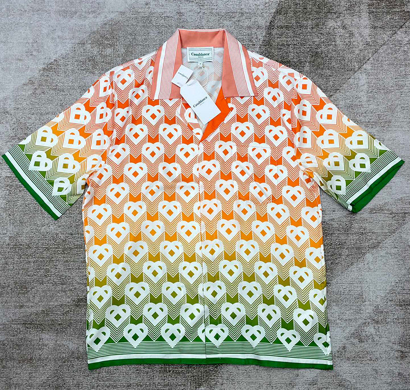 CASABLANCA Gradient Heart Monogram Sport Silk Shirt