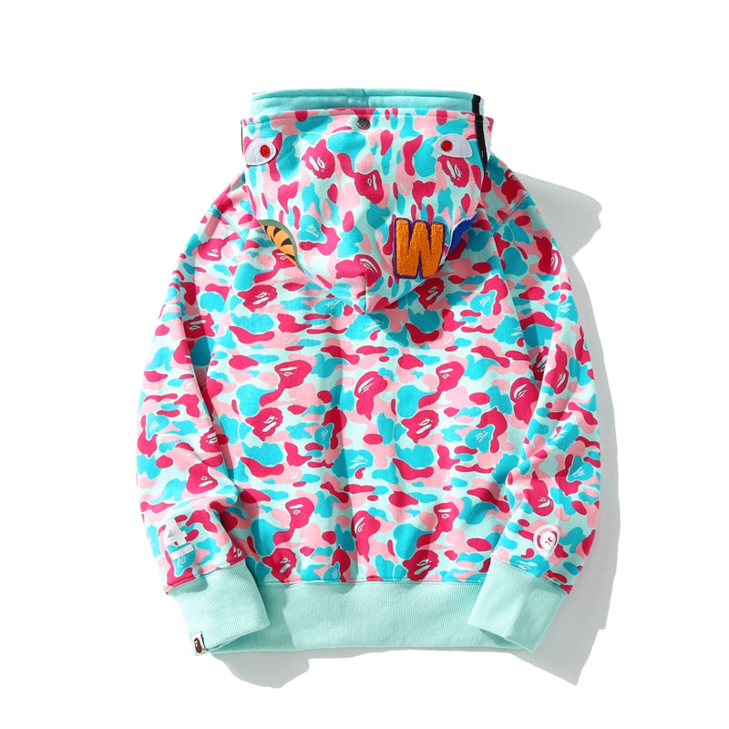 BAPE Store Miami Shark Full Zip Hoodie Pink/Blue