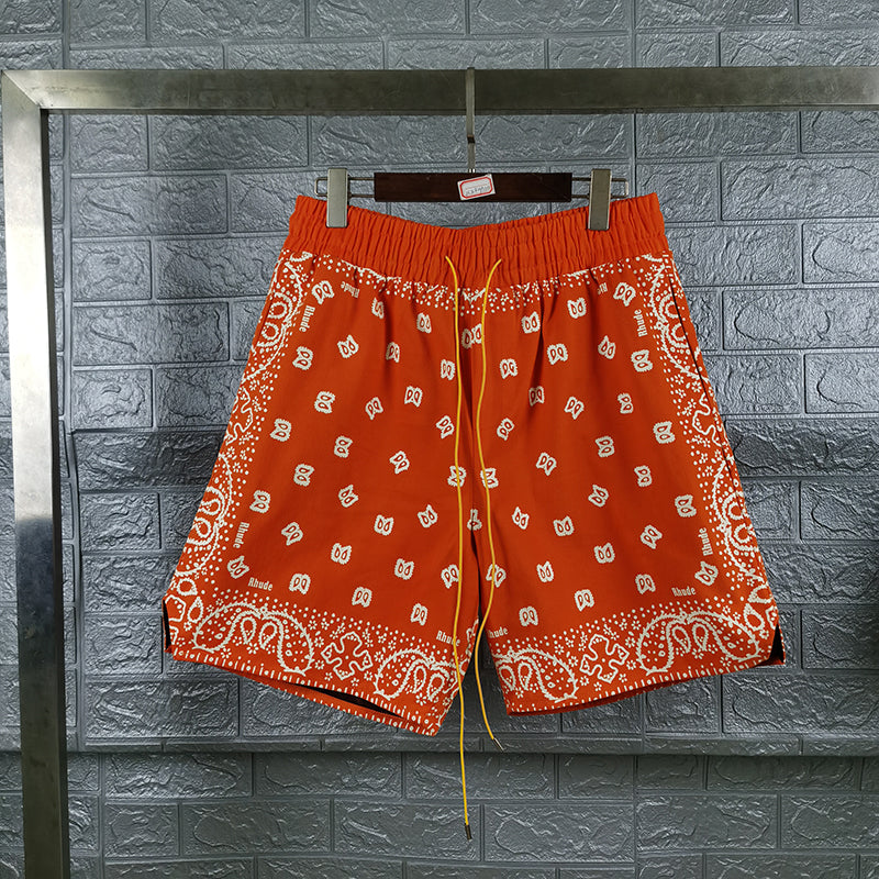 Rhude Bandana Print Swim Trunk Short Orange