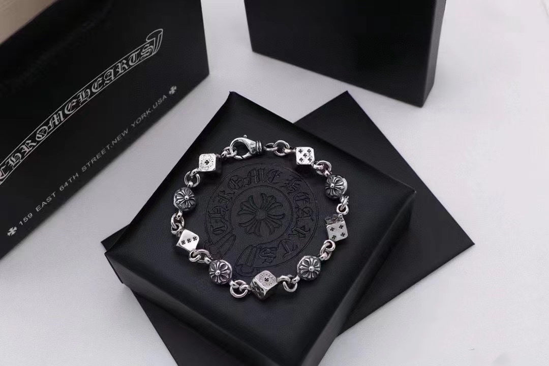 Chrome Hearts - Silver Cross Bracelet Dice Punk