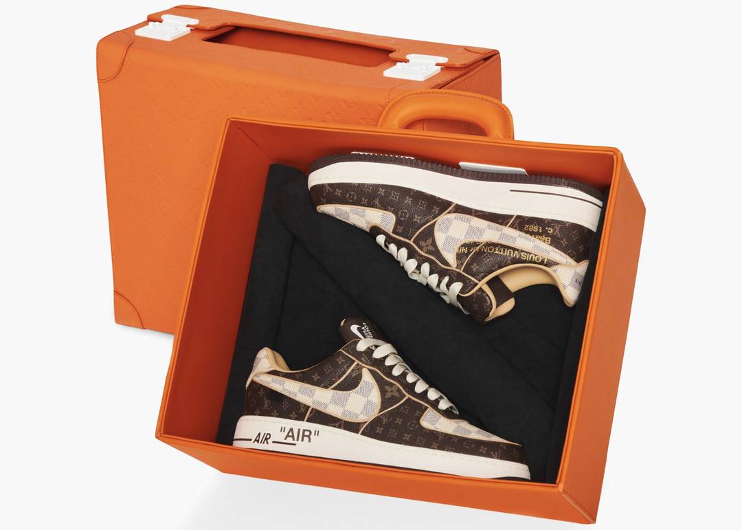 Nike Air Force 1 Low Louis Vuitton Monogram Brown Damier Azur Suitcase