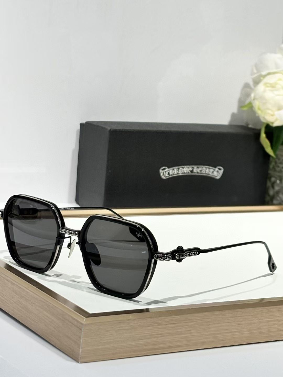 Chrome Hearts Danger Zone - Black / Brushed Silver Sunglasses