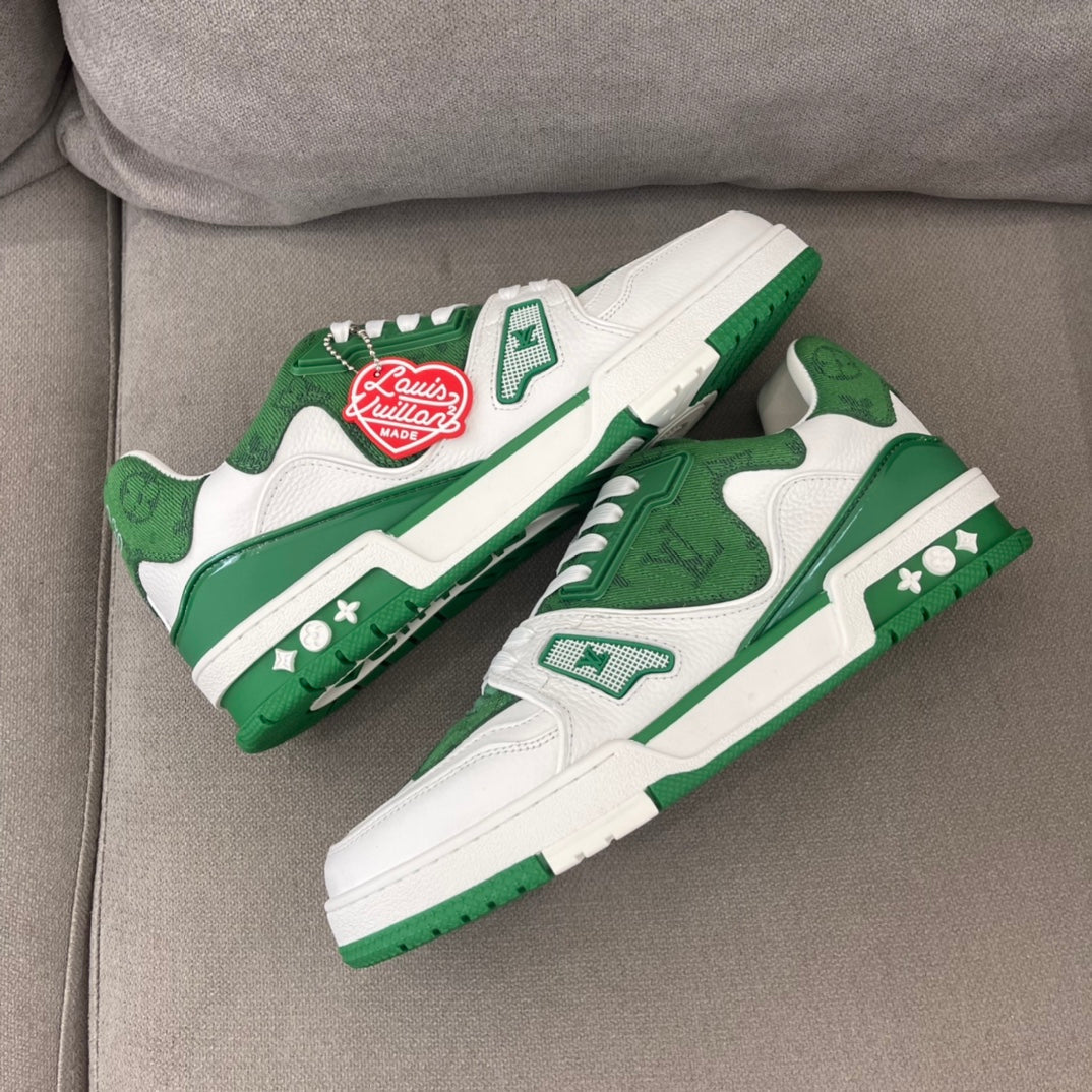 Louis Vuitton LV Made Trainer Monogram Denim White Green