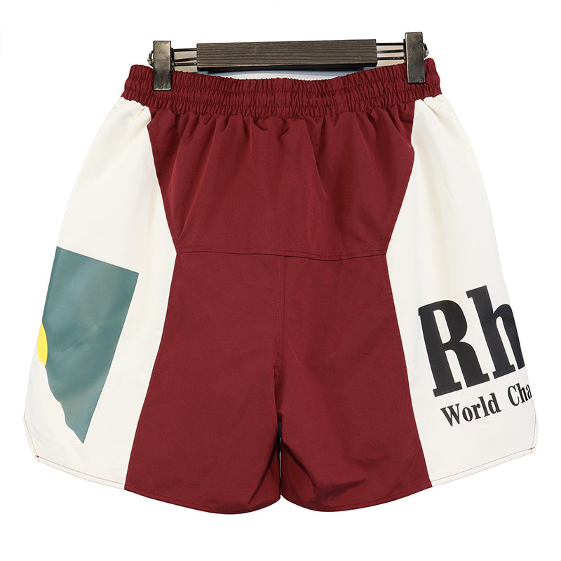 Rhude Panel Logo Shorts Red/White/Multi