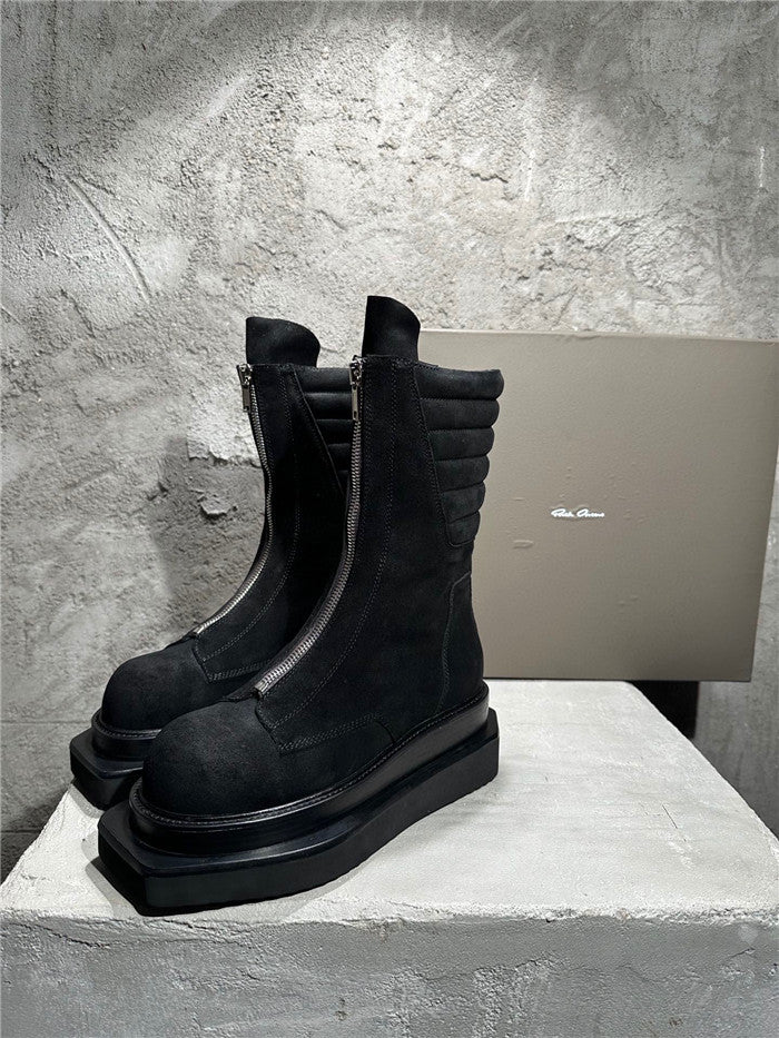 Rick Owens Black Moto Cyclops Suede Boots