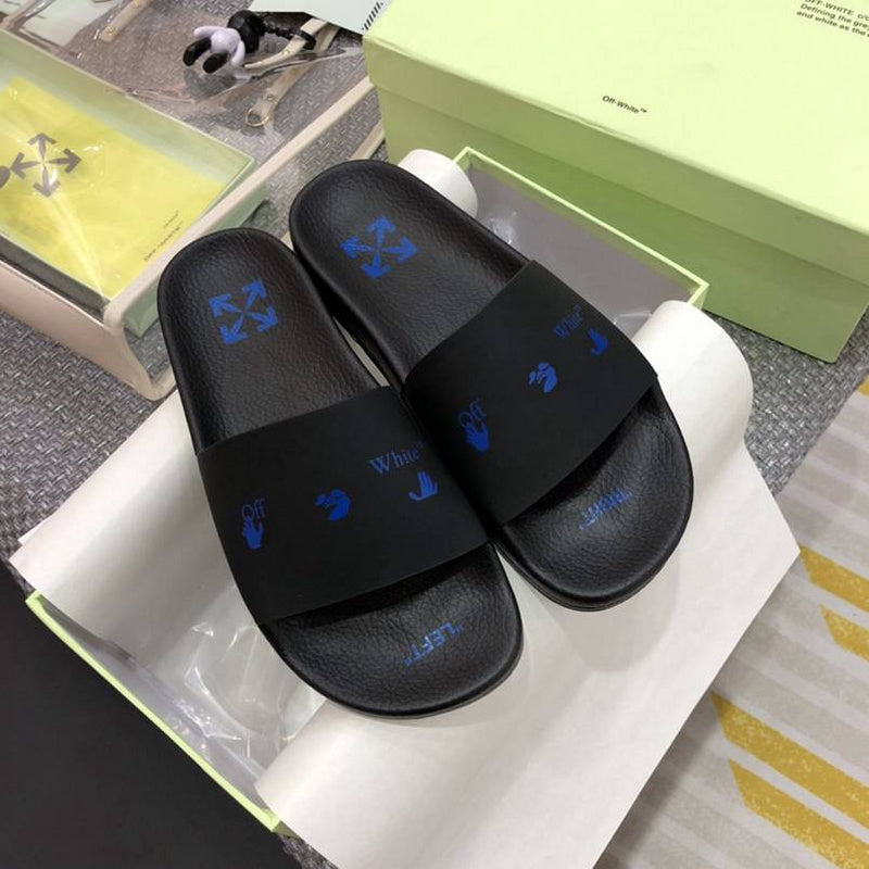 OFF-WHITE Logo Slides Black Blue