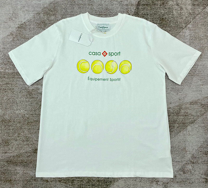 CASABLANCA Casa Sport Tennis Balls T-Shirt White