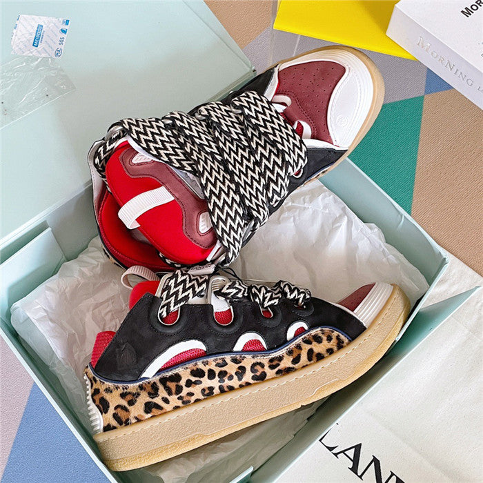 Lanvin Curb Sneaker Black, Burgundy, & Leopard
