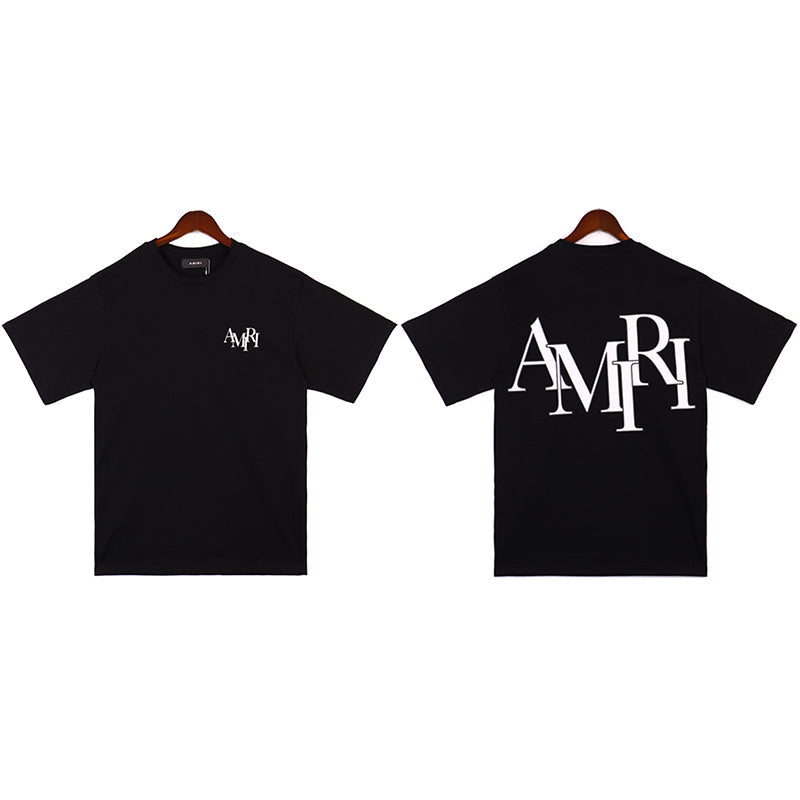 AMIRI Staggered Logo Tee Frosty Black