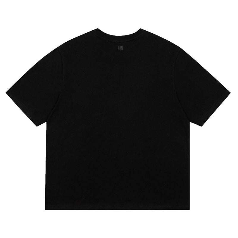 AMI Paris Oversized Logo-Appliquéd Cotton-Jersey T-Shirt Black