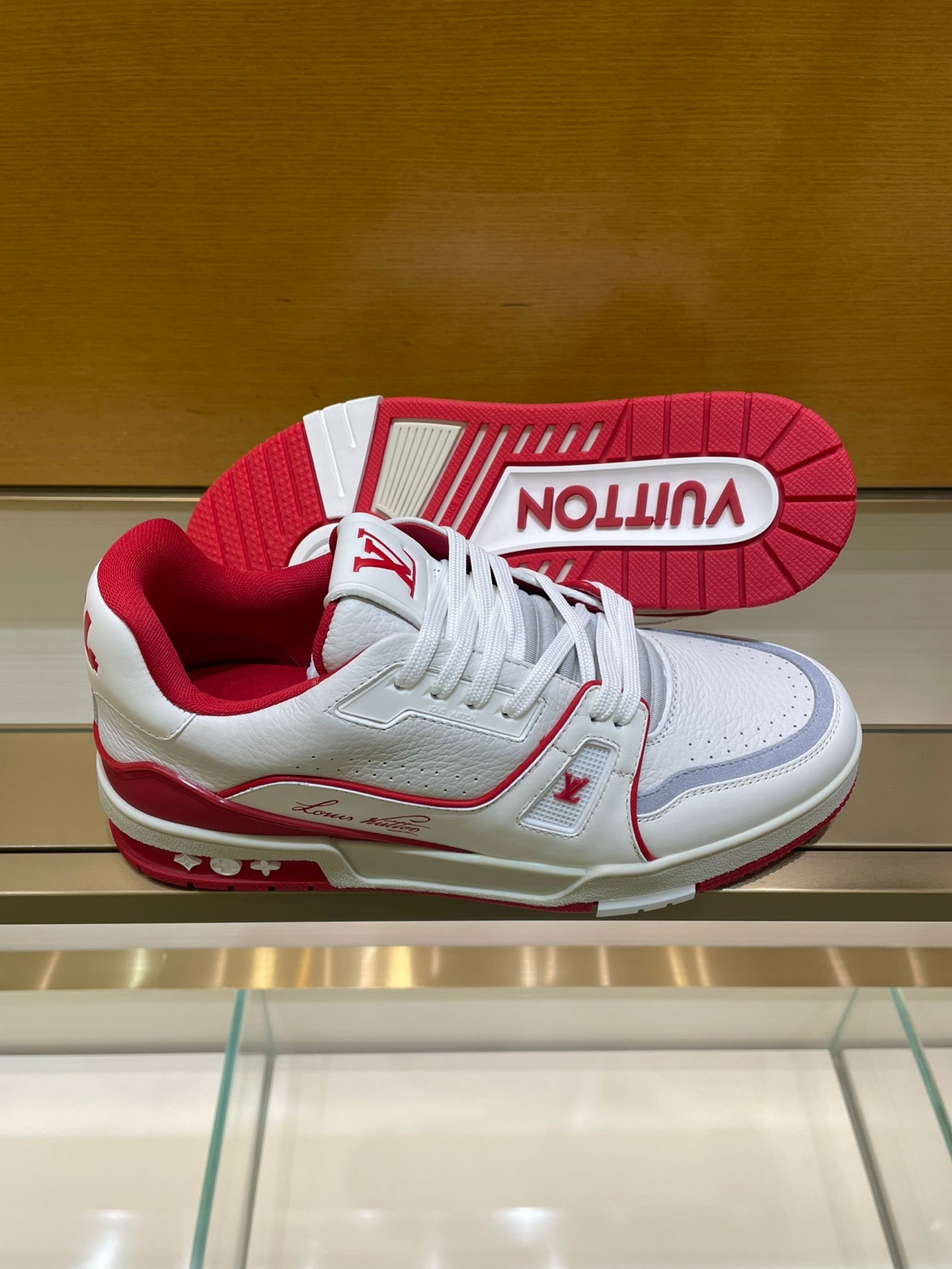 Louis Vuitton Trainer #54 Signature White Red