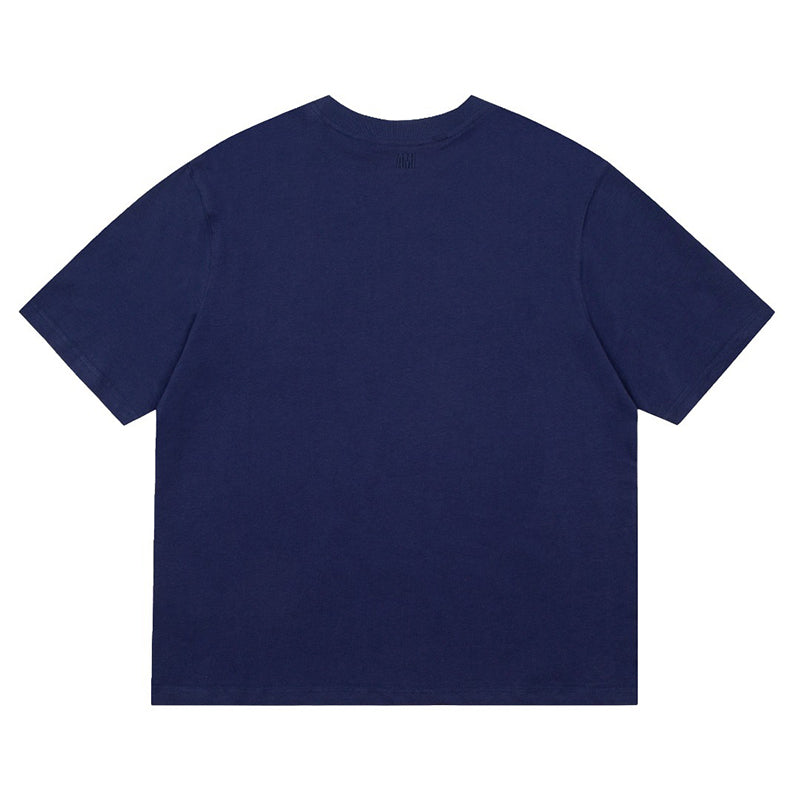 AMI Paris Oversized Logo-Appliquéd Cotton-Jersey T-Shirt Navy