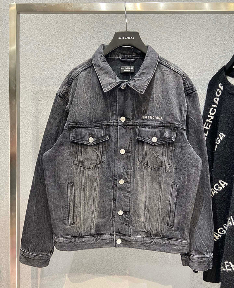 Balenciaga Smiley Face Print Denim Jacket