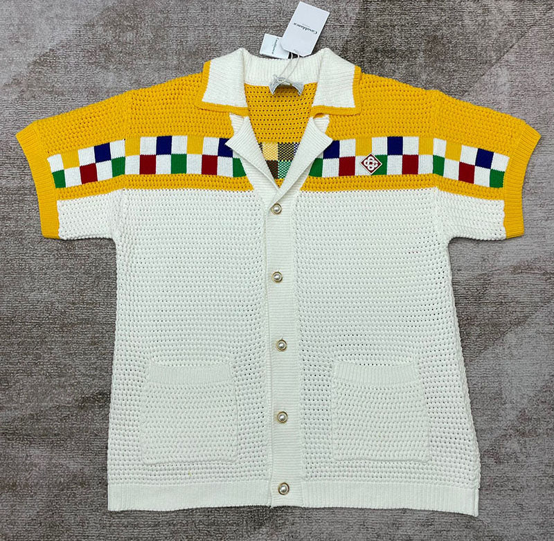 CASABLANCA Faux Crochet Shirt White/Yellow